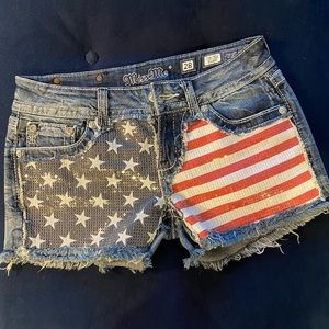 Miss Me sequin American Flag denim shorts